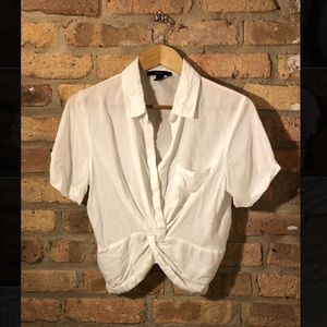 Women’s Short Sleeve Button Down Crop